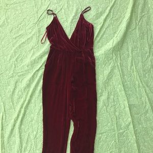 Tularosa Red Velvet Jumpsuit